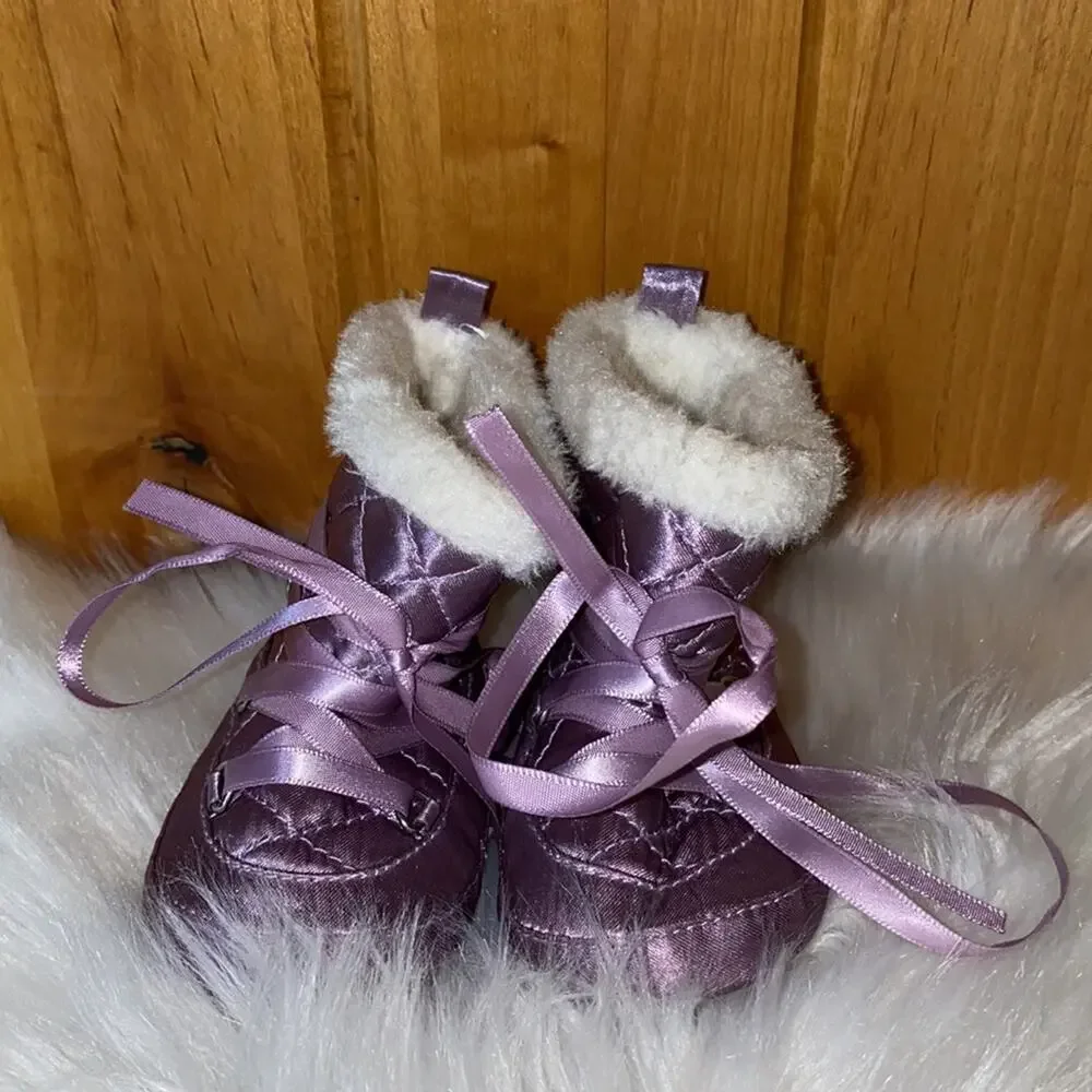 MEXX Lavender Quilted Infant Soft Booties 9